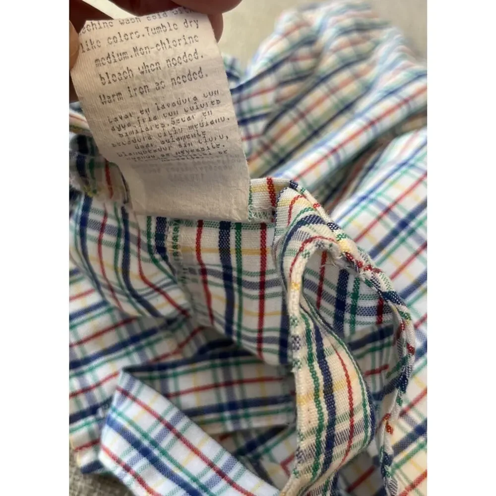 Vintage Boys Shortall Size 18 Months Plaid Golf Club Appliqué 100% Cotton Romper